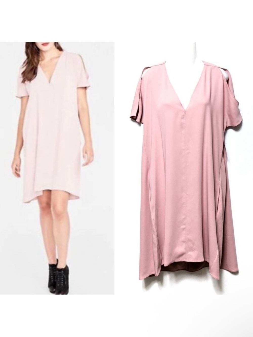 NWT RACHEL ROY Pink Cold Shoulder Pocket Dress M
